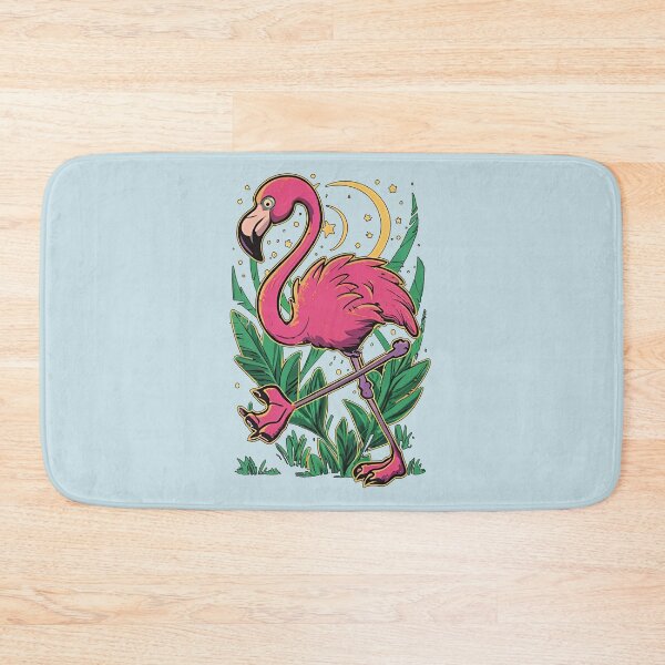 Item preview, Bright Pink Flamingo With Green Leaves designed and sold by Verycutethings.