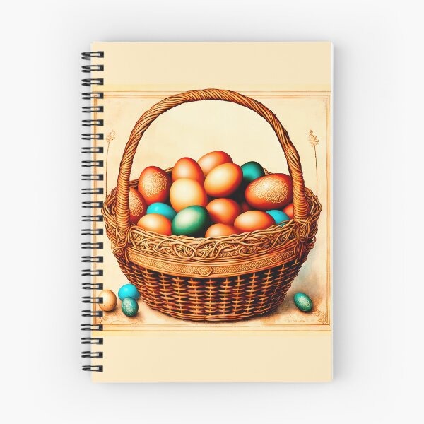 Item preview, Easter basket with colorful eggs in the style of an old postcard. Vintage festive design in a nostalgic antique style. designed and sold by LanaGustavsson.