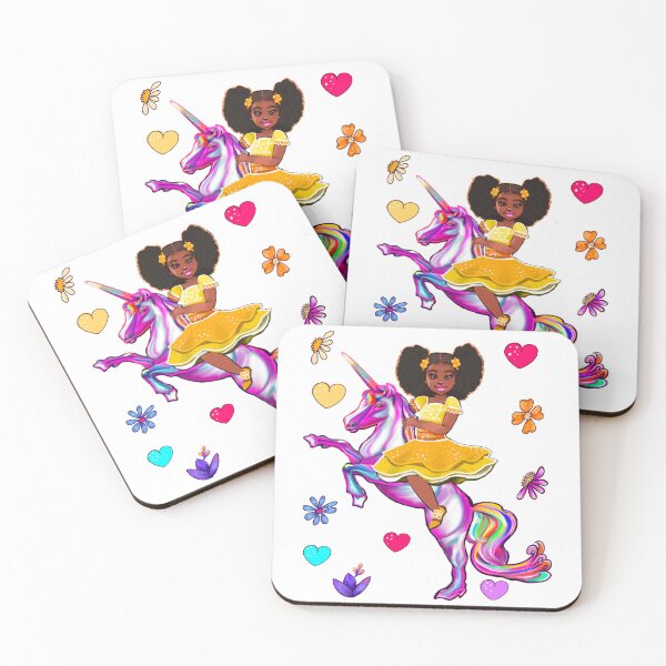 Item preview, Afro hair Princess on a unicorn pony - black girl with curly afro hair on a horse. Black princess designed and sold by Artonmytee.