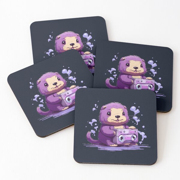 Item preview, Cute sea otter listen music on the Purple tape cassette  designed and sold by MilkyBerryShop.