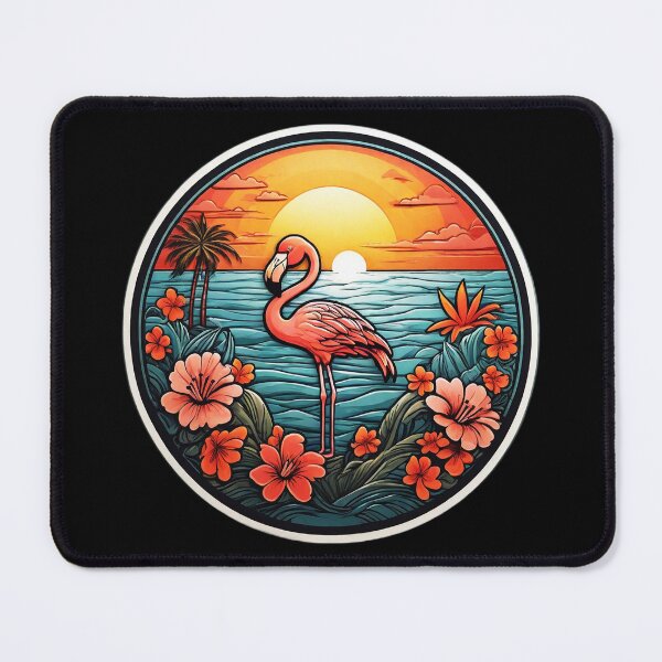Item preview, Pink Flamingo at Sunset on a Hawaiian Beach with Orchids designed and sold by NautiChic.