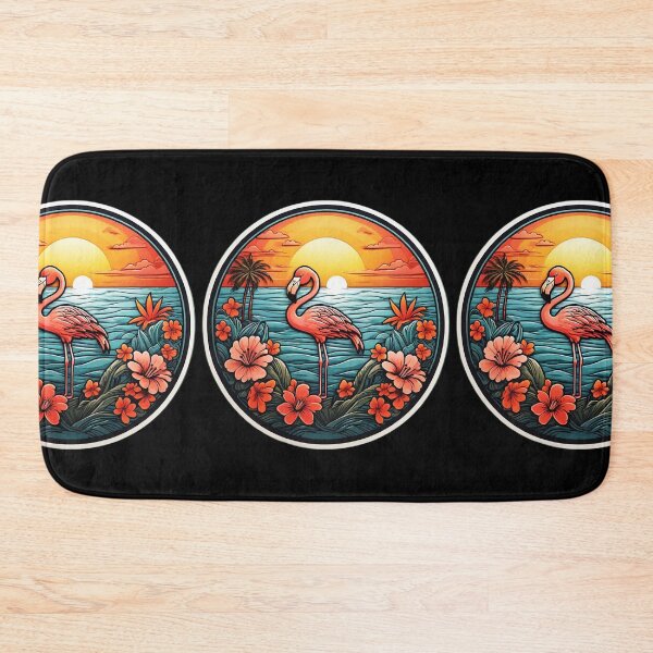 Item preview, Pink Flamingo at Sunset on a Hawaiian Beach with Orchids designed and sold by NautiChic.
