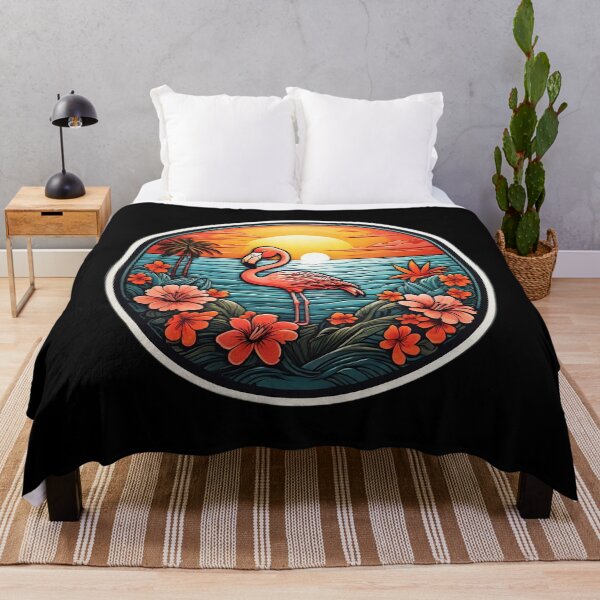 Item preview, Pink Flamingo at Sunset on a Hawaiian Beach with Orchids designed and sold by NautiChic.
