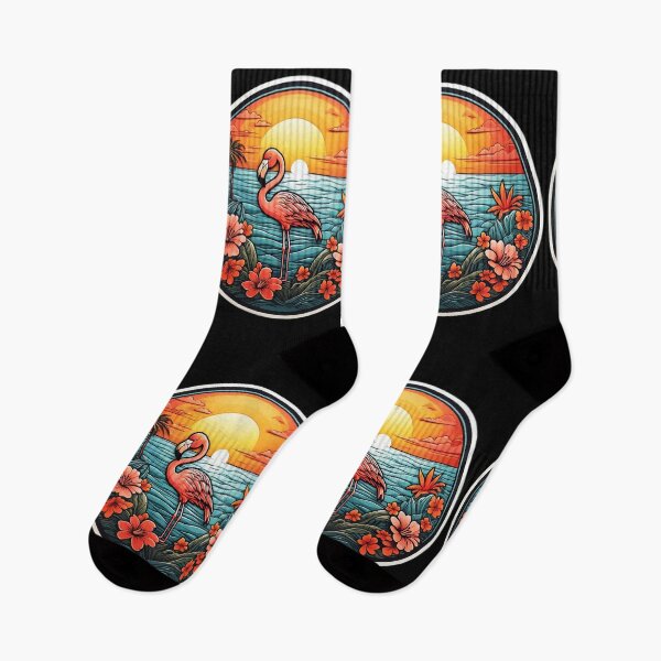 Item preview, Pink Flamingo at Sunset on a Hawaiian Beach with Orchids designed and sold by NautiChic.
