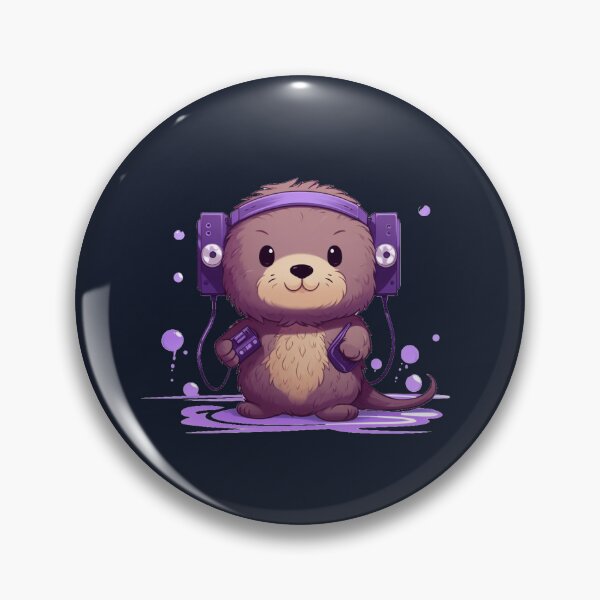 Item preview, Kawaii sea otter listen music on the Purple tape cassette  designed and sold by MilkyBerryShop.