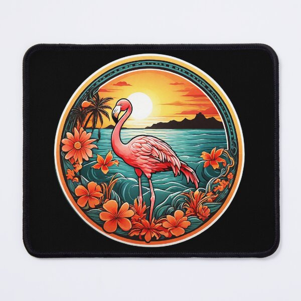 Item preview, Elegant Pink Flamingo at Sunset with Hawaii Orchids designed and sold by NautiChic.