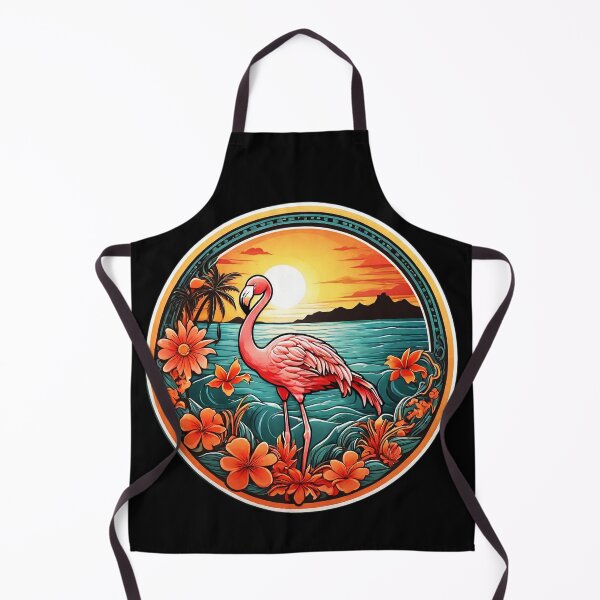 Item preview, Elegant Pink Flamingo at Sunset with Hawaii Orchids designed and sold by NautiChic.