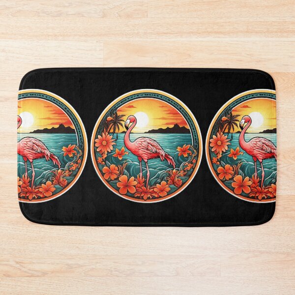 Item preview, Elegant Pink Flamingo at Sunset with Hawaii Orchids designed and sold by NautiChic.