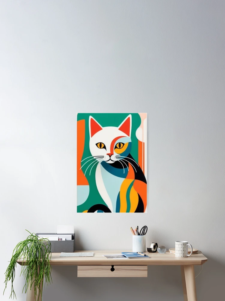 Thumbnail 2 of 3, Poster, Abstract cat designed and sold by BubbleTextBox.