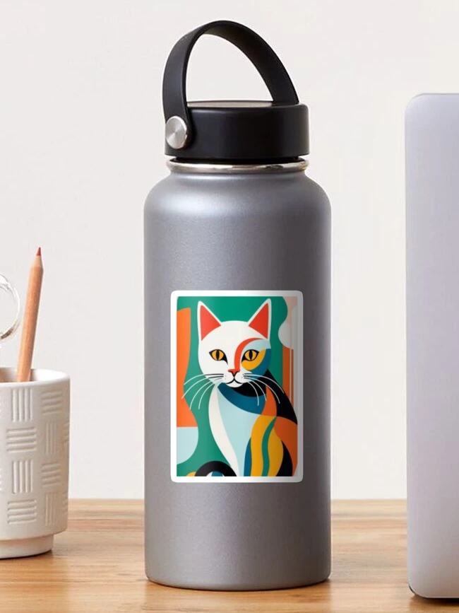 Thumbnail 1 of 3, Sticker, Abstract cat designed and sold by BubbleTextBox.