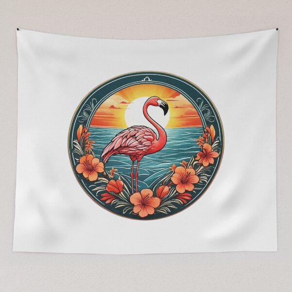 Item preview, Sunset Pink Flamingo by The Ocean with Orchids designed and sold by NautiChic.