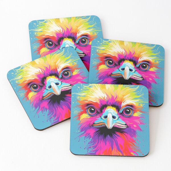 Item preview, Ostrich portraits drawing. animal colorful. Animal throw pillow.  designed and sold by formform.