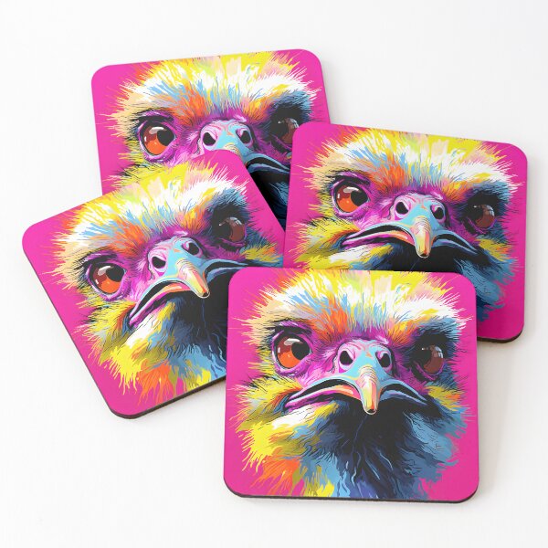 Item preview, Ostrich portraits drawing. animal colorful. Animal throw pillow.  designed and sold by formform.