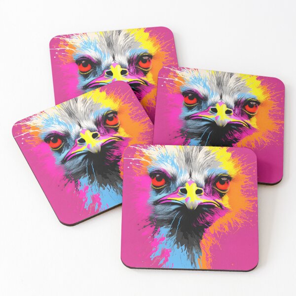 Item preview, Ostrich portraits drawing. animal colorful. Animal throw pillow.  designed and sold by formform.
