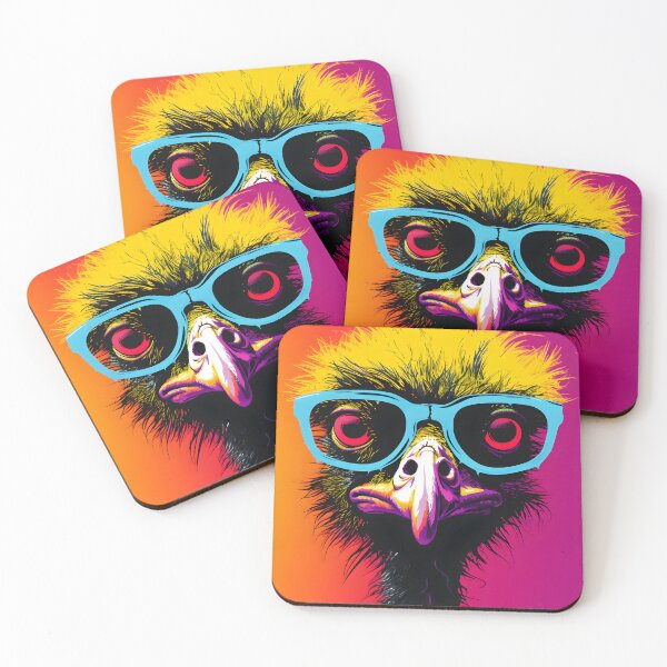 Item preview, Ostrich wearing glasses portraits drawing. animal colorful. Animal throw pillow.  designed and sold by formform.