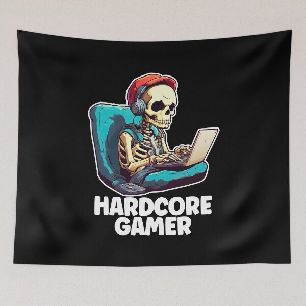 Item preview, Hardcore Gamer, Video Games, Skeleton With Headset, Gaming, Cool Gamers designed and sold by Porcupine Tees ⭐⭐⭐⭐⭐.