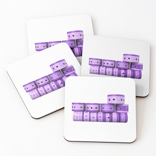 Item preview, several rolls of purple tape with cute face designed and sold by MilkyBerryShop.