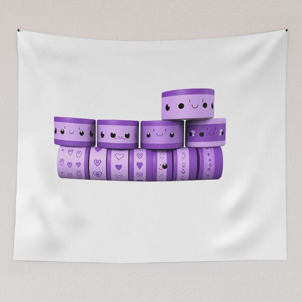 Item preview, several rolls of purple tape with cute face designed and sold by MilkyBerryShop.