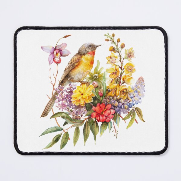 Item preview, Watercolor painting of Birds of Oz with beautiful flowers designed and sold by Chomchol.