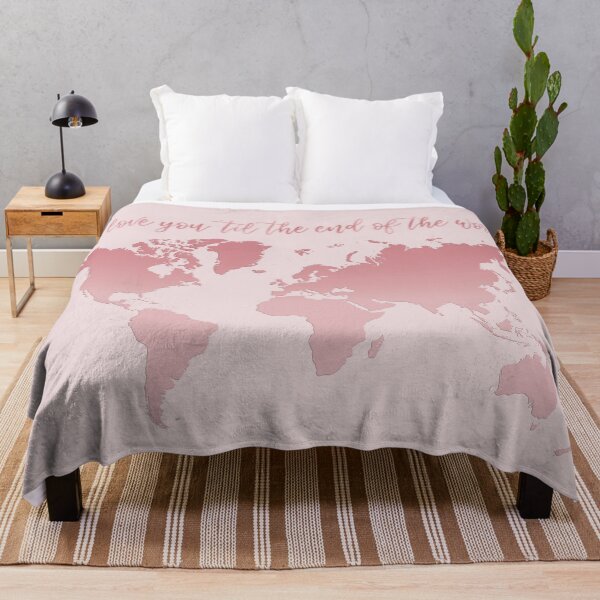 Item preview, I'll Love You Til The End Of The World Pink World Map designed and sold by lolomastudio.