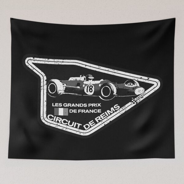 Item preview, Reims circuit French Grand Prix - vintage distressed white print designed and sold by retropetrol.