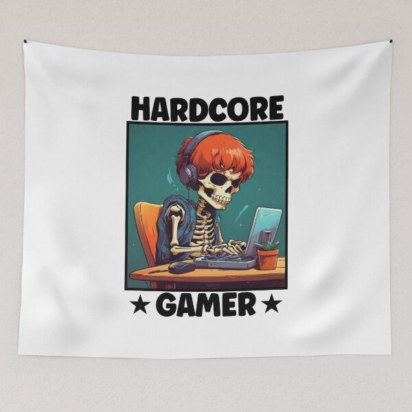 Item preview, Hardcore Gamer, Video Games, Geek, Skeleton Gaming, Cool Gamers designed and sold by Porcupine Tees ⭐⭐⭐⭐⭐.