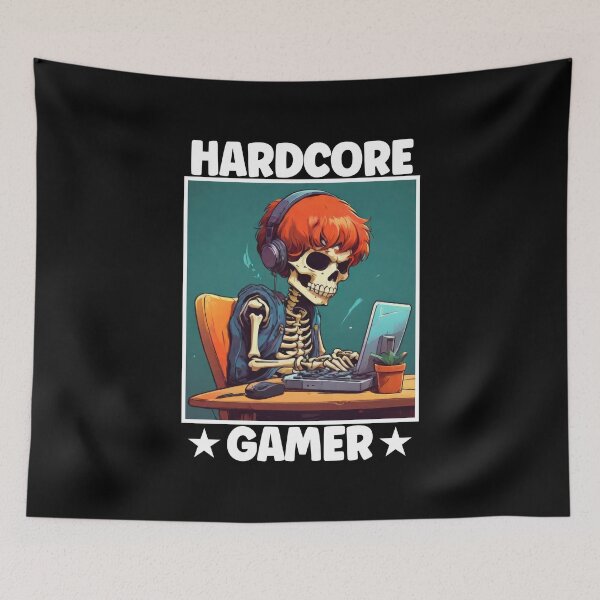 Item preview, Hardcore Gamer, Video Games, Geek, Nerd, Skeleton Gaming, Cool Gamers designed and sold by Porcupine Tees ⭐⭐⭐⭐⭐.