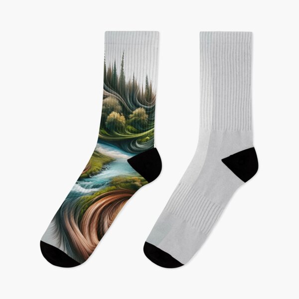 Item preview, Surrealistic depiction of a woman with flowing hair that transforms into a river or forest designed and sold by AndreaMart.