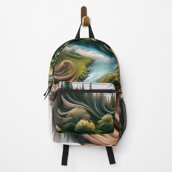 Item preview, Surrealistic depiction of a woman with flowing hair that transforms into a river or forest designed and sold by AndreaMart.