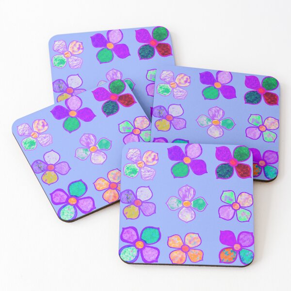 Item preview, Stained Glass Colorful Pink, Blue, Yellow, and Green Flowers - Hand-drawn designed and sold by Victoria Rose.