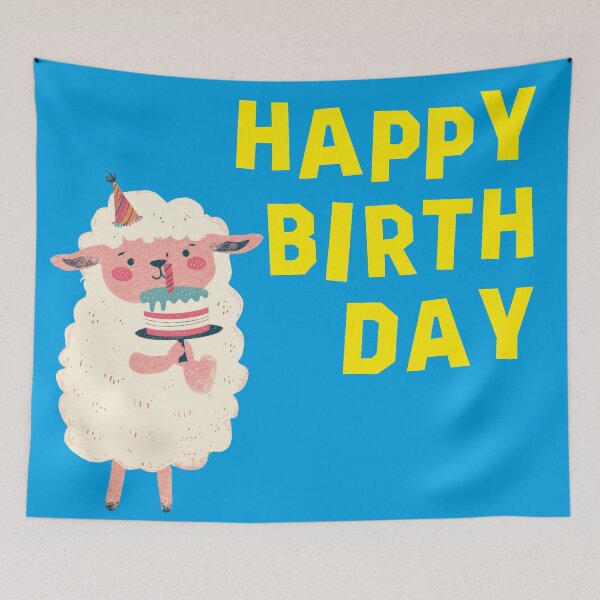 Item preview, cute sheep, happy birthday designed and sold by Mauswohn.