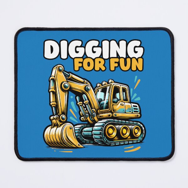 Item preview, Yellow Excavator Cartoon Vehicle Funny Saying – Digging for Fun designed and sold by Infinitee8hirts.