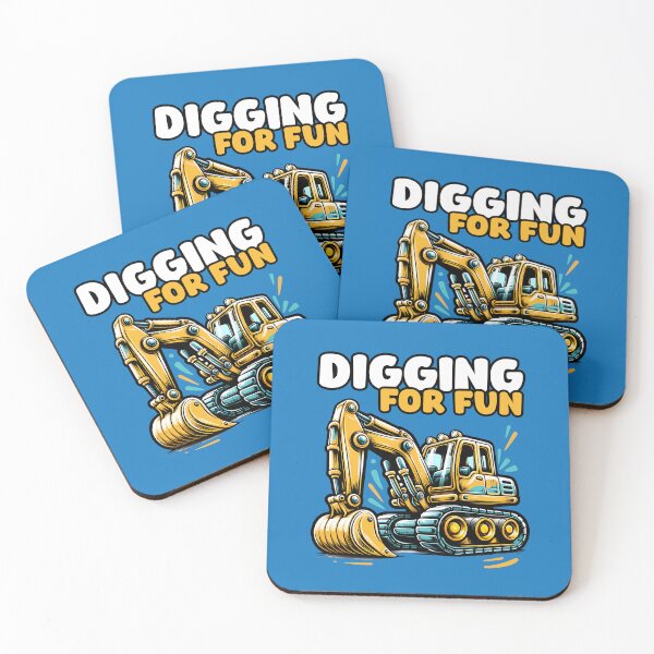 Item preview, Yellow Excavator Cartoon Vehicle Funny Saying – Digging for Fun designed and sold by Infinitee8hirts.