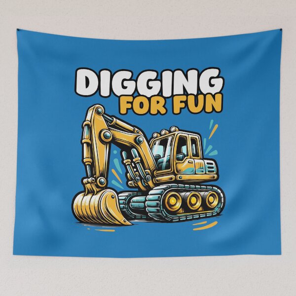 Item preview, Yellow Excavator Cartoon Vehicle Funny Saying – Digging for Fun designed and sold by Infinitee8hirts.