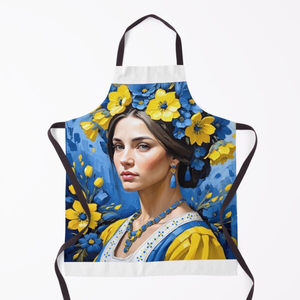Item preview, Ukrainian woman with blue and yellow flowers designed and sold by IgorNevzgliad.