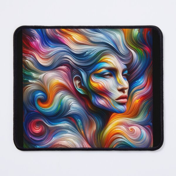 Item preview, Woman with flowing waves of colors intertwining across her face and body designed and sold by AndreaMart.