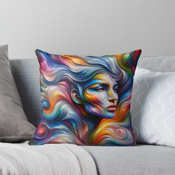 Item preview, Woman with flowing waves of colors intertwining across her face and body designed and sold by AndreaMart.