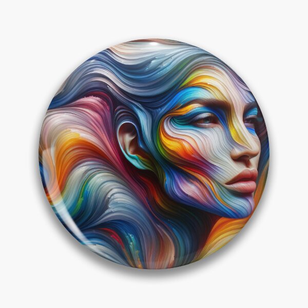 Item preview, Woman with flowing waves of colors intertwining across her face and body designed and sold by AndreaMart.