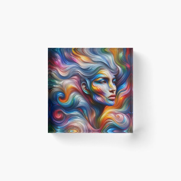 Item preview, Woman with flowing waves of colors intertwining across her face and body designed and sold by AndreaMart.