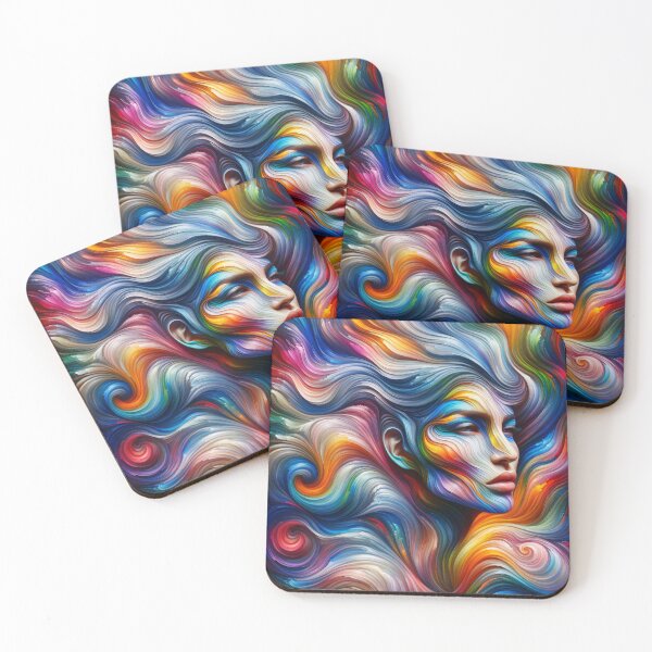 Item preview, Woman with flowing waves of colors intertwining across her face and body designed and sold by AndreaMart.