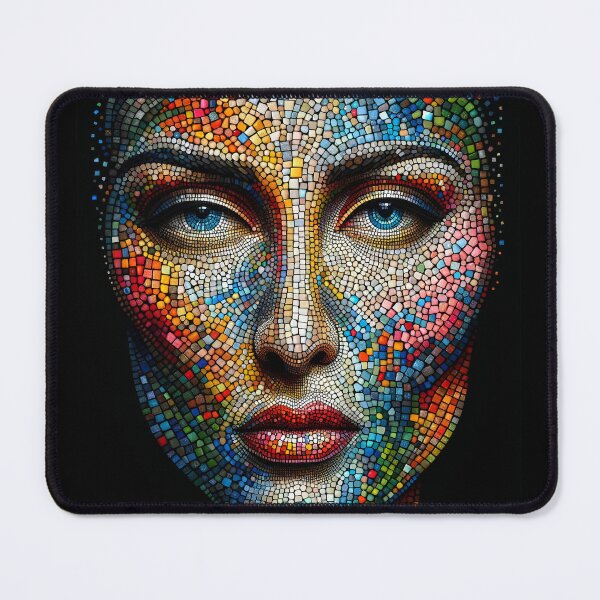 Item preview, Woman's face assembled from small colorful mosaics, creating a vibrant image designed and sold by AndreaMart.