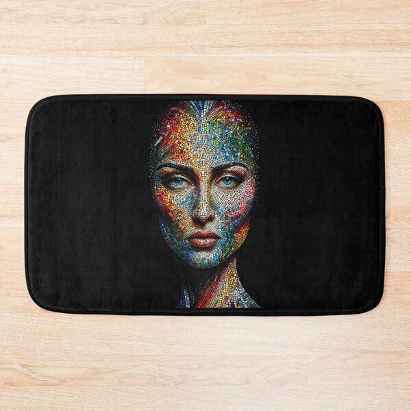 Item preview, Woman's face assembled from small colorful mosaics, creating a vibrant image designed and sold by AndreaMart.