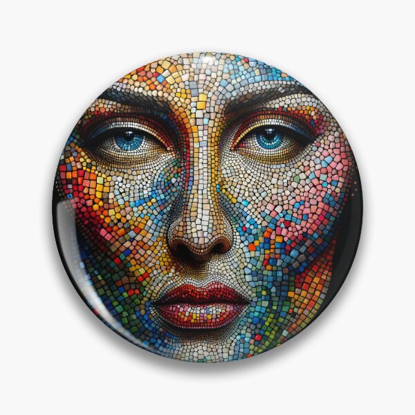 Item preview, Woman's face assembled from small colorful mosaics, creating a vibrant image designed and sold by AndreaMart.