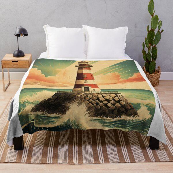 Item preview, Retro Vintage Lighthouse Travel Poster - Nautical Travel Elegance - Bold Colors designed and sold by pod24.