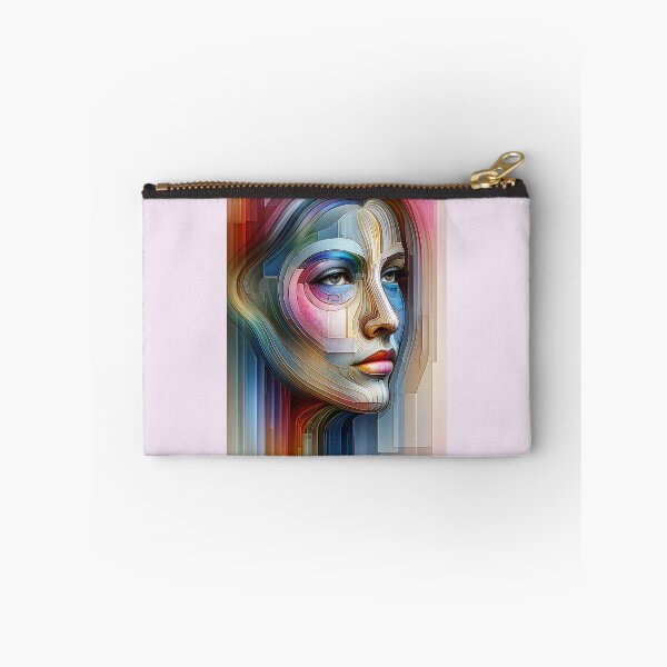 Item preview, Woman's face composed of transparent layers in various colors, creating a depth effect designed and sold by AndreaMart.