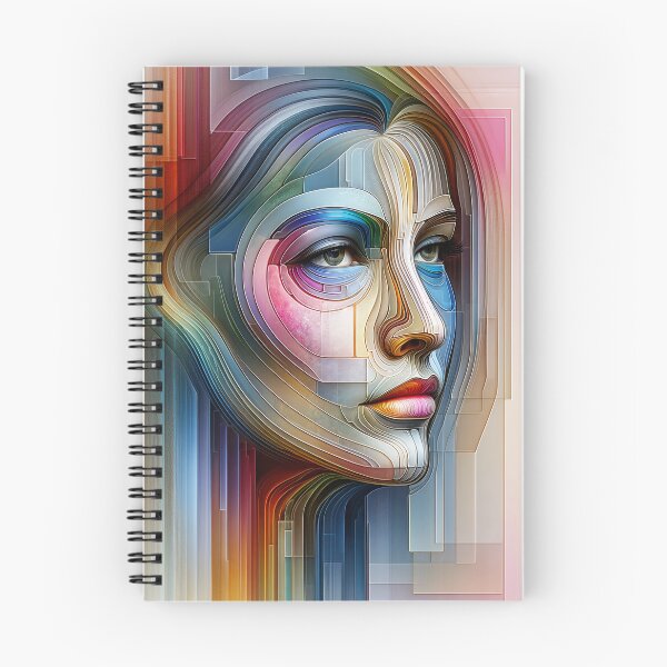 Item preview, Woman's face composed of transparent layers in various colors, creating a depth effect designed and sold by AndreaMart.
