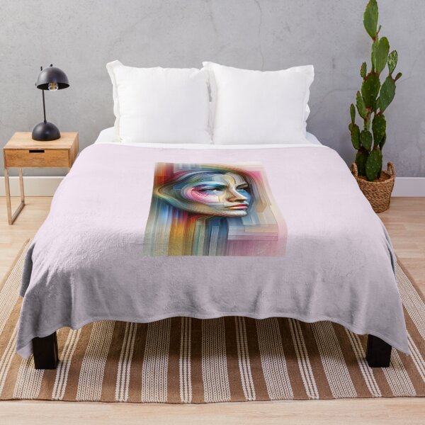 Item preview, Woman's face composed of transparent layers in various colors, creating a depth effect designed and sold by AndreaMart.