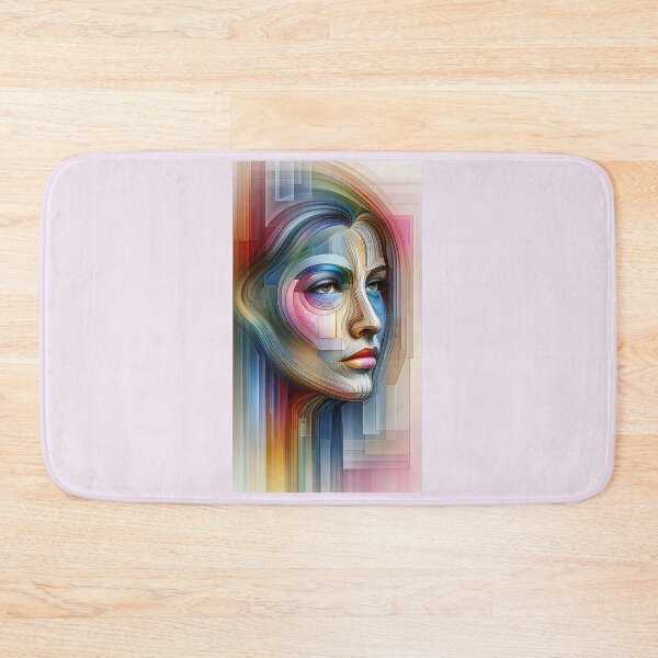 Item preview, Woman's face composed of transparent layers in various colors, creating a depth effect designed and sold by AndreaMart.