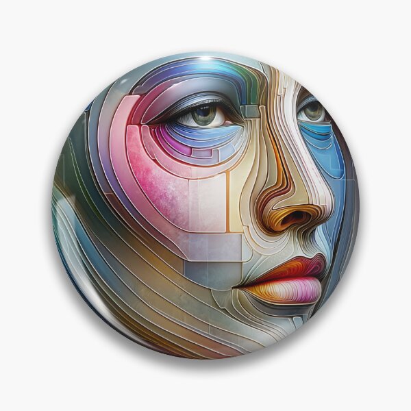 Item preview, Woman's face composed of transparent layers in various colors, creating a depth effect designed and sold by AndreaMart.