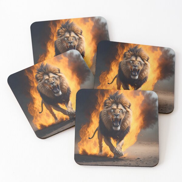 Item preview, A lion on fire for prey designed and sold by Volcano17.